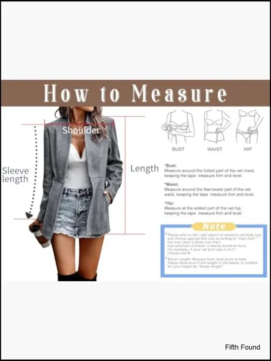 Women's Long Sleeve Notch Lapel Blazer Jacket Business Casual Office Wear - Picture 5 of 6